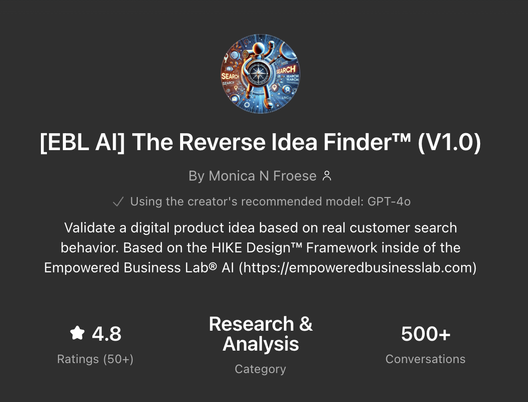 Reverse Idea Finder GPT Rating